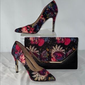 CALL IT SPRING FLORAL PUMPS W/MATCHING CLUTCH BAG FTL-12-011